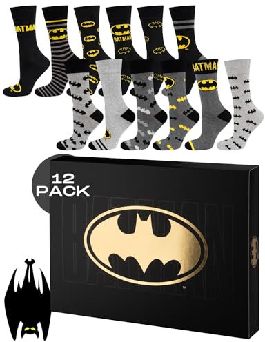 DC Comics Batman Socken Herren Lustige Geschenke Für Männer Geschenkideen Geschenkbox 40-45 Batman 12 Paar