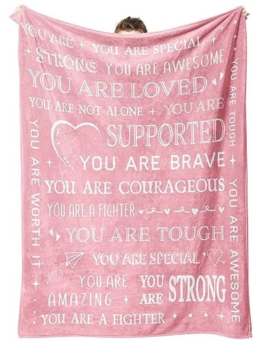 musaecoin Gifts for Women or Men - Inspirational Get Well Soon Blanket | Thinking of You Gift for Friend Sister Coworker, Feel Better After Surgery Gifts for Sick Women Men Her Him (Pink)