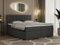 MKS MEBLE Boxspringbett Grau 200x200, Polsterbett 200x200 mit Bettkasten, Bett 200x200 mit Multipocket-Matratze H4, Boxspringbett 200x200 mit Kopfteil und Topper - H4 Dunkelgrau Kunstleder - Susan