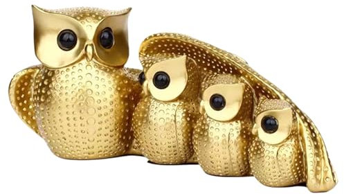 Zyqixluk Harzig Eulen Deko Gold Eulen Figuren Eule Skulptur Eulen Figuren Kreatives Geschenk Garten Ornament Eulen Statue FüR Wohnkultur Akzente Geschenke Weihnachten,Gold