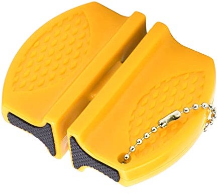 Compact Double-Sided Portable Pocket Knife Sharpener for Outdoor Adventures, Mini Knife Sharpener Camping Accessory (Yellow)