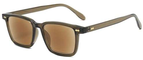 VEVESMUNDO Sonnenlesebrille Getönt Lesebrille Blaulichtfilter Rechteckig Damen Herren Sonnenbrille mit Sehhilfe mit UV-Sonnenschutz (+1.5, 1 Stück Braun&Braun Linsen Sonnenlesebrille)