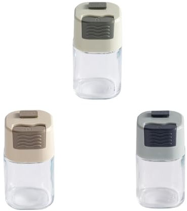 1/3 Salt Holder Sets - Food Organizer Jars, Glass Spicee Containers | Press Type Sugar Dispensers with Lid, Cooking Grades Storage Bottles, Vintage Pepper Shaker Glass, Random Colors