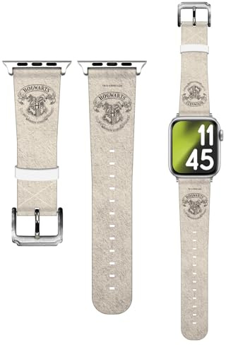 Head Case Designs Officially Licensed Harry Potter Hogwarts Parchment Sorcerer's Stone III Genuine Leather Watch Strap Compatible With Apple Watch 42/44/45/49mm