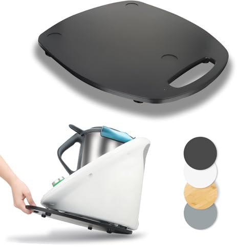 Gleitbrett für Thermomix TM6 TM5, Bambus Unterlage Brett Leichtes Gleiten Thermomix Vorwerk Küchenmaschine Zubehör, Schwarz