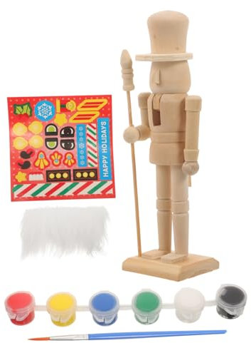 DIYEAH 1 Set Puppet Man Drawing DIY Walnut Soldier Nutcracker Paint Toys Unfinished Nutcracker Figurine Blank Nutcracker Puppet Paintable Nutcracker Figures Xmas Party Supply Pigment