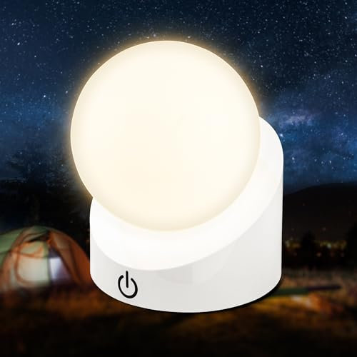 BRILONER - Mini LED Tischlampe kabellos IP54 mit Touch, dimmbar in Stufen, Akku & Lichtquelle tauschbar, Nachttischlampe, Kugel, LED Lampe, Akku Tischleuchte, Outdoor Lampe, 10x8x9 cm, Weiß