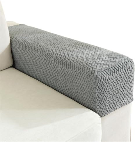 FANSU 2 Stück Sofa Armlehnenbezüge, Elastische Armlehnenschoner Twill-Jacquard Stoff Einfarbig Sesselschoner rutschfest Armkappen für Stühle, Couch, Sofa, Relaxsessel (Grau)