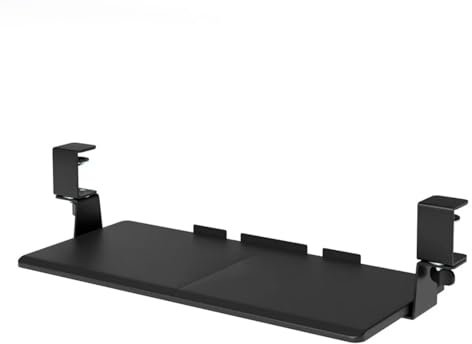 FEZIBO Large Under Desk Keyboard and Mouse Tray, 67 x 30 cm, Height Adjustable Design for Comfortable Typing, Black