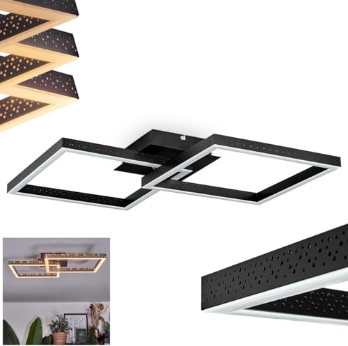 HOFSTEIN LED Deckenleuchte Binor, Deckenlampe aus Metall/Kunststoff in Schwarz/Weiß, moderne Leuchte mit Memoryfunktion, dimmbar über Wandschalter, 18 Watt, 2200 Lumen, Esszimmer, Wohnzimmer, Küche