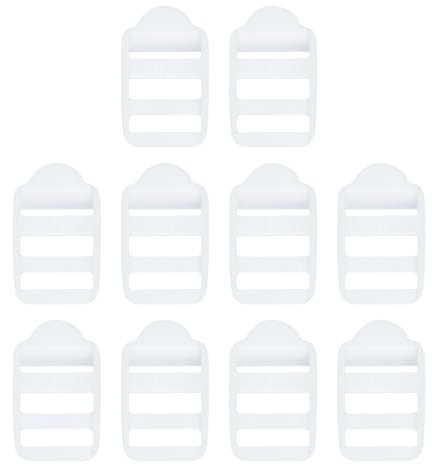 SUIKIHUM 10 Pack Plastic Ladder Slider, 1-1/2 Inch(38mm) Backpack Buckle Tri-Glides Clip, Adjustable Lock Buckle for Belt Strap, White