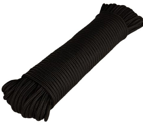 Rope & Cord Polypropylen 4mm Allzweckseil - Starkes Allzweckseil für Camping, Fahnenmasten, Landschaftsbau & mehr! - Schwarz