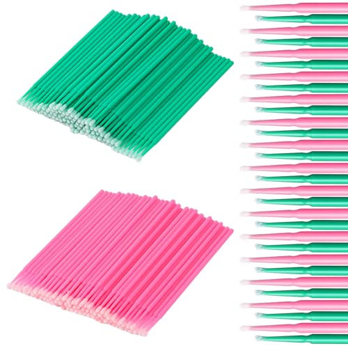 200 PCS Sewing Machine Cleaning Brushes, Disposable Clean Swabs Multi Purpose Sewing Machine Cleaning Tools Cleaning Brush Set for Cleaner Paint Sewing Machine Jewelry Makeup Clean（Pink, Green）