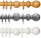 BudgetBuy Wooden Curtain Pole - Curtain Rail Pole for Eyelet Curtains - 28mm Natural Wood Fixed Length Curtain Pole with Finials Balls Rings Ideal for Any Room (Grey, 120 cm)