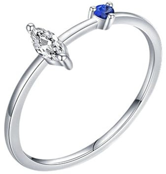 Beydodo Moissanit Ring Damen Weißgold 375, Trauringe Schmal mit Moissanit und Saphir Frauen Ringe Verlobung und Hochzeit Gr.58 (18.5)