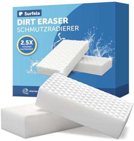 Surfela 18 Stück Schmutzradierer Schwamm, Radierschwamm, Zauberschwamm mit 2,5X Facher Haltbarkeit, Magic Eraser Entfernt Schmutz an Wand, Schuhen, in der Küche, 10×7×2cm