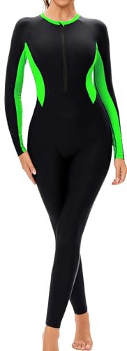 SEAUR Ganzkörper Rash Guard Badebekleidung für Frauen Langarm Einteiliger Reißverschluss Front Wasser Aerobic Badeanzug Tauchen Badeanzug