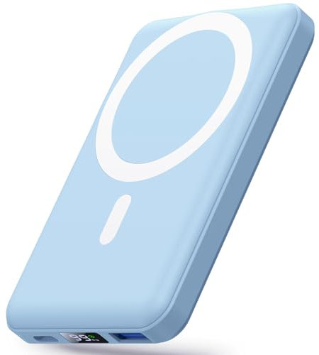 Yiisonger Power Bank 10000mAh,Caricabatterie Portatile, Wireless Magnetico PowerBank PD 22.5 W Ricarica Rapida con Display LED USB-C Pacco Batteria per iPhone 16/15/14/13/12/Pro/Pro/Max (Viola)