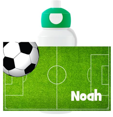 Mepal Personalisierte Trinkflasche mit Namen - Wasserflasche für Kinder Pop-up Campus - Fußball - Auslaufsichere Flasche für Schule - BPA-frei & Spülmaschinenfest - 400 ml - Fußballfeld