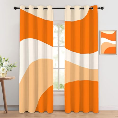 Luxfieo Abstrakt Vorhänge Modern Mid Century Geometrisch Vorhang Blickdicht Gardinen Verdunklungsvorhänge mit Ösen Thermovorhang für Wohnzimmer Schlafzimmer Fenster Deko 2er Set H 175 x B 140 cm