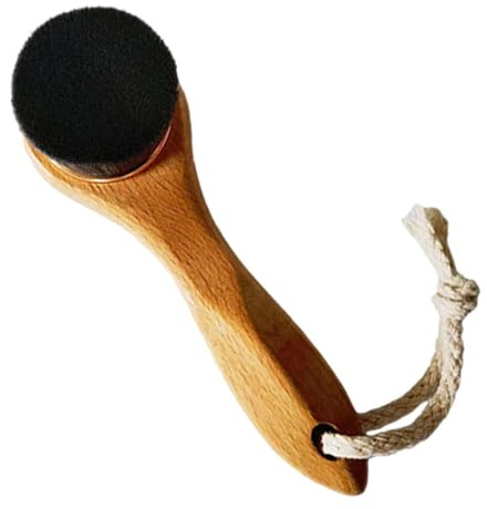 Teruyol Gesichtsbürste Handliche Gesichtsmassagebürste Reinigungsbürste mit Feinen Weichen Borsten Porenbürste mit Holzgriff Zur Make Up Entfernung Und, Schwarz