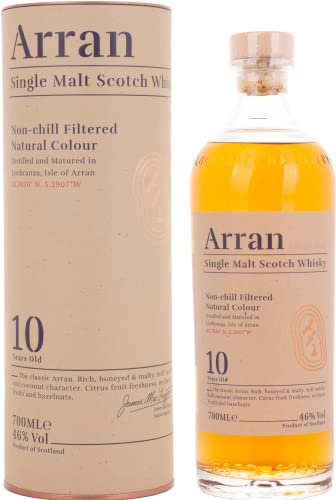 ARRAN - 10 ans The Classic Arran - Whisky Single Malt - Notes d'Agrumes Confis & Cannelle - Origine : Ecosse/Highlands - 46% Alcool - 70 cl