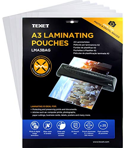 Texet A3 laminating pouches (2 x 125 microns)