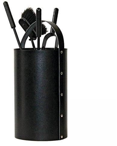 Kamin Besteck regeneriertes Leder schwarz inkl. Besteckteile