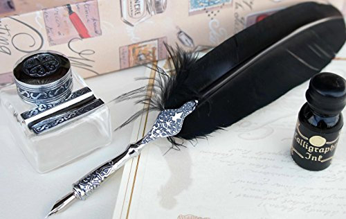 Kalligraphie Schreibset Jane Austen Federhalter, Tintenfass und Tinte