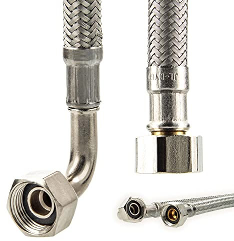 tecuro Trinkwasser Zulaufschlauch IG mit Bogen 90° x IG - KTW-A- DVGW 3/8 x 3/8 x 2000 mm