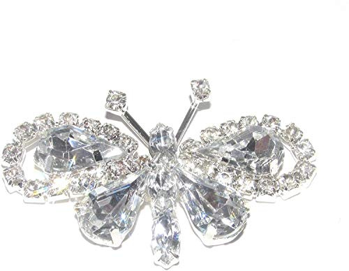 Syntego 10 x Crystal Butterfly Flat Back Diamante Embellishment Grade A Rhinestones 4.5 x 3 cm