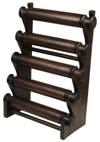 Oriental Galerie Armbandhalter Uhrenhalter Schmuckhalter Armreifhalter Uhrenständer Armbandständer Schmuckständer Rollen Holz, Farbe:Dunkelbraun, Größe:5 Rollen