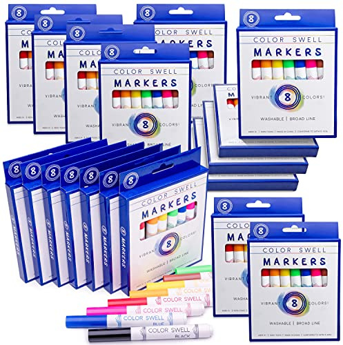 Color Swell Broad Line Bulk Markers, 18 Pack, 8 Colors per Pack (144 Total)