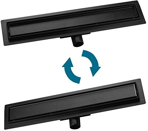 S SIENOC Duschrinne,60cm,2 in 1,Siphon mit Geruchsstop und Haarsieb Randablauf Befliesbar Edelstahl Ablaufrinne, Bodenablauf, Duschablauf sehr flach, Komplettset mit Bodenbefestigung