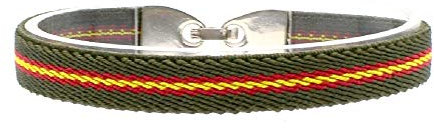 BDM Pulsera para hombre y mujer de tela verde Guardia Civil con la bandera de España, elástica. Medida 18-20 cm.