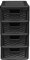 4 Drawer Small Rattan Tower Unit - Black, Single Unit - 38.5cm (H) x 19cm (W) x 26cm (D)