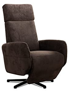Cavadore TV-Sessel Cobra / Fernsehsessel mit Liegefunktion, Relaxfunktion / Stufenlos manuell verstellbar / Sternfuß, belastbar bis 130 kg / 71 x 110 x 82 / Lederoptik, Dunkelbraun