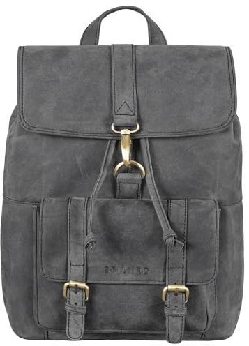 STILORD 'Kacey' Daypack Damen Leder Vintage Lederrucksack für 13.3 Zoll Laptops DIN A4 Kleiner Unirucksack Cityrucksack Elegant Damenrucksack Echtleder, Farbe:avaro - grau