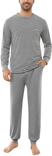 Aseniza Pyjama Homme Hiver Ensembles de Pyjama Coton Manches Longues Vêtements De Nuit Vêtements de Détente Doux Loungewear