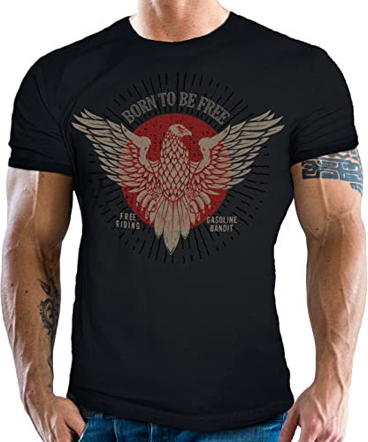 Gasoline Bandit Original Biker Racer Herren T-Shirt: Born to be Free