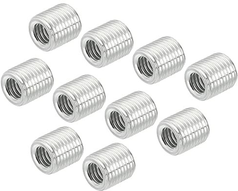 sourcing map Gewinde-Reduziermuttern Einsatz M10 x 1 mm Außengewinde auf M6 x 1 mm Feingewinde Innenadapter 10 mm lange Rohrverschraubung Umwandlungsmuffe Reduzierstück 15 Stück