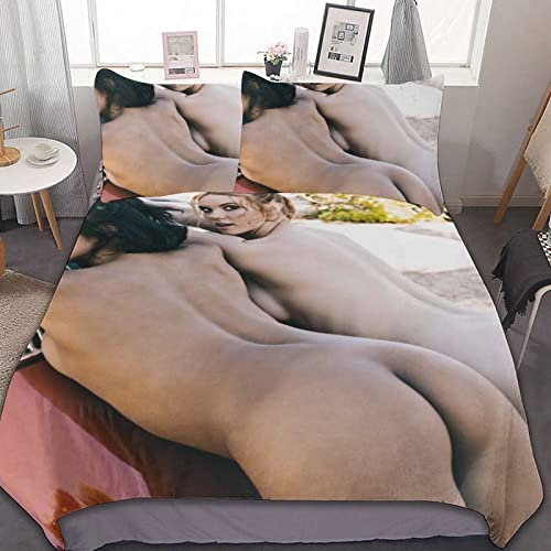BZSBH Bettwäsche Set 135x200 cm 3D Druck Hübsche Frau Sexy, 3 Teilig Bettbezug Set Weiche Bettwäsche mit Reißverschluss und 4 Kissenbezug, Mikrofaser Hypoallergen Ganzjahres Bettwäsche Set