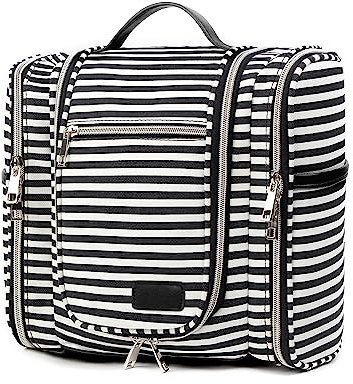 Pearl Angeli Reise-Kulturbeutel zum Aufhängen für Damen und Herren, Wasserabweisend, Kosmetik-Make-up-Tasche, Krankenhaustasche in voller Größe, mit Haken(Schwarz)