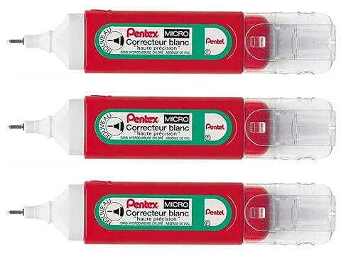 PENTEL Pentex ZLC31-W Korrekturstifte, feine Spitze, 12 ml, 3 Stück