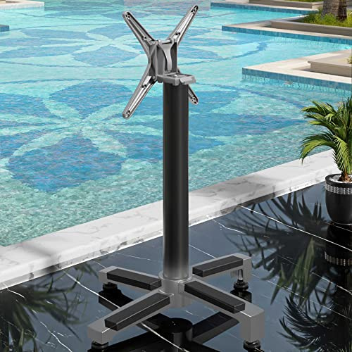 GGMMÖBEL Benicio | Bistro Stehtischgestell | Alu Schwarz | 4 Fuß: Ø 69 cm | Säule 7,6 x 109 cm | Klappbar + Zusatzgewicht | Stehtischgestell Outdoor, Tischgestell Aluminium, Gastro Stehtischgestell