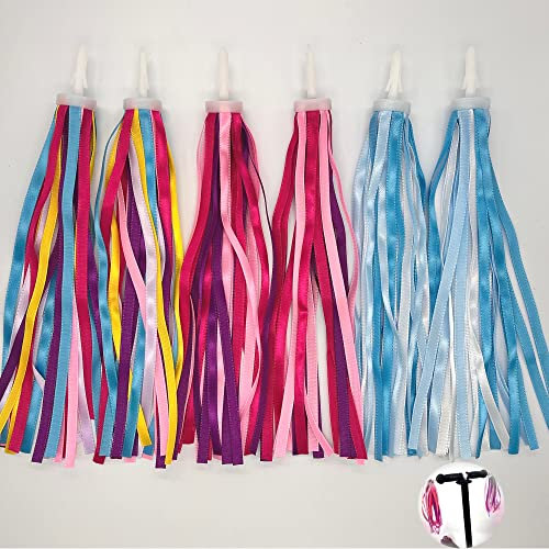 3 paires banderoles de vélo Ruban Guidon vélo Glands Scooter Vélo Rubans Tassel Vélo Guidon Streamers Décorations Vélo Convient aux vélos scooters tricycles Décorez les scooters bleu rose et couleur