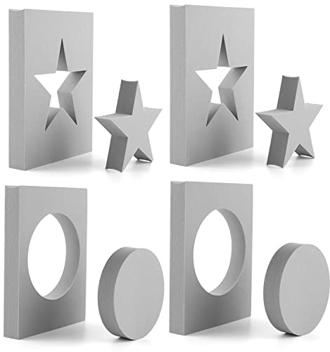 4 Stück Stern-, Kreisstempelschaum-Stempel, grau, formbare Schaumstoff-Stempel, Kunststoff, Trockenschaum-Stempelkissen, zum Schneiden und Trocken, für Skulpturen, Modellieren, DIY Kunst und