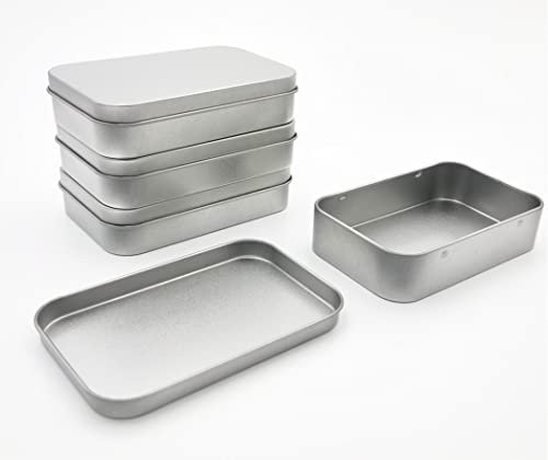 Gebildet Aufbewahrungsbox aus Metall Zinn, Tragbarer Mini Behälter, Kleines Container Kit, Aufbewahrungsbox mit Deckel, Leere Dose, Aufbewahrung für Zuhause 9,4 x 6,1 x 2 cm, Silber