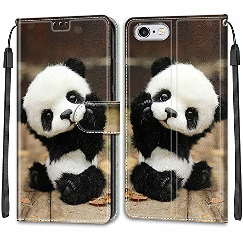 Feyten Kompatibel mit iPhone 6S /6 Hülle, Handyhülle iPhone 6S / iPhone 6 (4,7 Zoll), Handytasche PU Leder Klappbar Schutzhülle Wallet Kartenfach Magnet Klapphülle Case Cover (Panda)