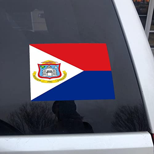 Autocollant drapeau national Saint-Martin en vinyle pour voitures, camions, fenêtres, murs, ordinateurs portables 38,1 cm